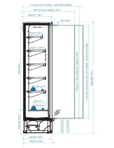 Plan Vitrine réfrigérée groupe intégré Epicea 525