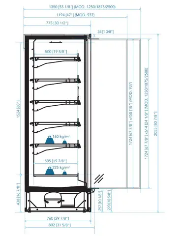 Plan Vitrine réfrigérée groupe intégré Epicea 760