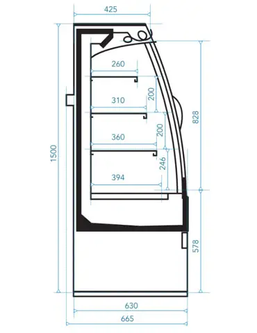 Plan vitrine réfrigérée cotinus semi vertical incurvé porte