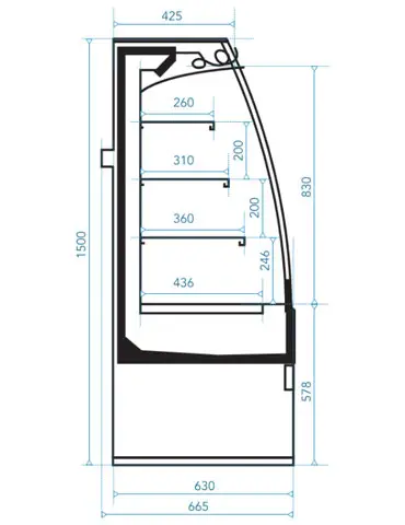 Plan vitrine réfrigérée cotinus semi vertical incurvé sans porte