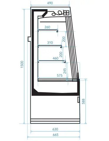 Plan vitrine réfrigérée cotinus semi vertical oblique porte