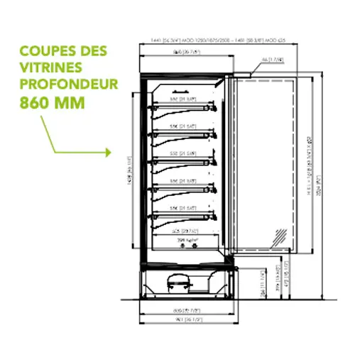 idesia vitrine réfrigérée négative groupe logé