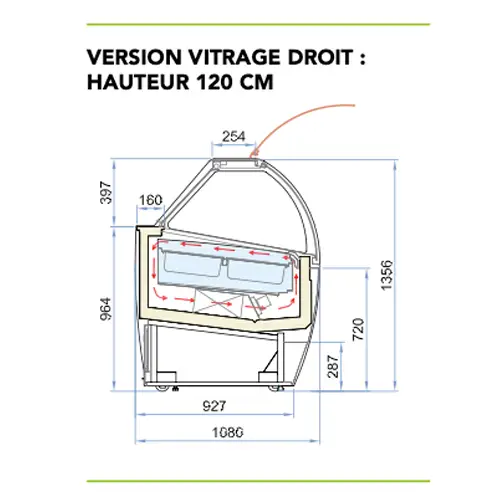 vitrine réfrigérée service arrière pour glacier - myrte