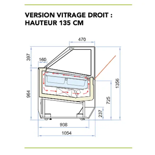 vitrine réfrigérée service arrière pour glacier - myrte