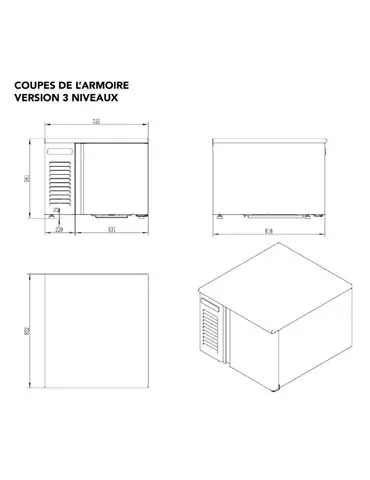 plan cellule de refroidissement et surgélation cerisier 3 niveaux